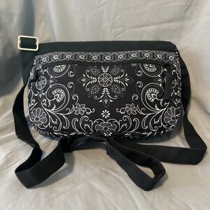 Napada Crossbody Paisley Black‎ White Zipper Purse EUC Hand made